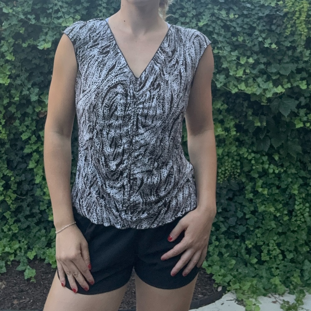 Max Studio Brown and White Patterned Blouse